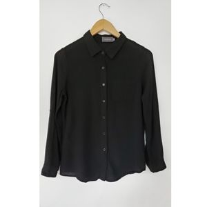 Mirror Black Linen Button Down